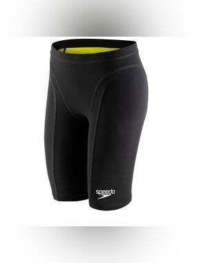 Speedo Black Jammer Swim Trunks with Yellow Lining